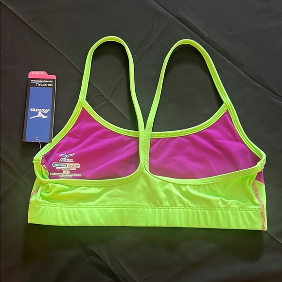 Mizuno Women's Pink and Green Volleyball Sports Bra, Large - Picture 2 of 4